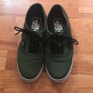 Olive green canvas vans size 6